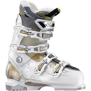Salomon Divine RS 7 Ski Boots - womans white and gold ski boots sz 25/8-8.5